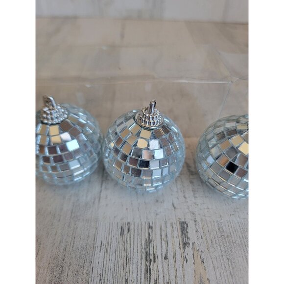 Mini glass disco ball set retro Xmas decor - Picture 2 of 9
